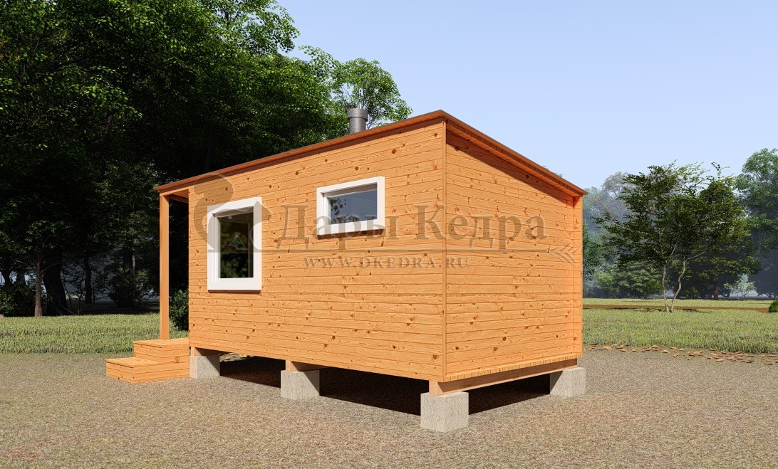 Каркасно-щитовая баня из кедра «Сканди» с верандой